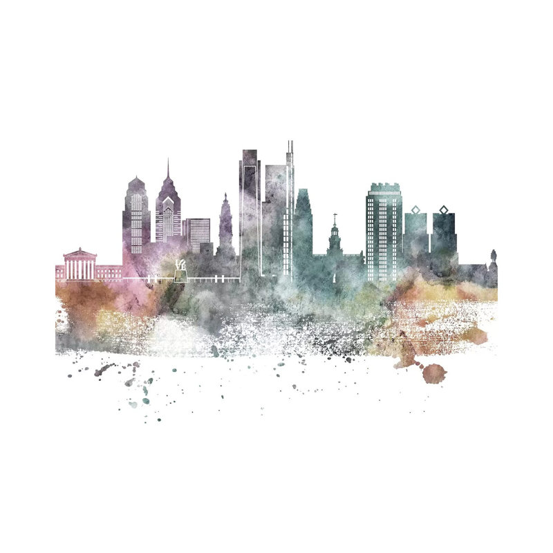 Philadelphia Pastel Skylines, H 12 po x l 18 po x P 1,5 po, Philadelphie