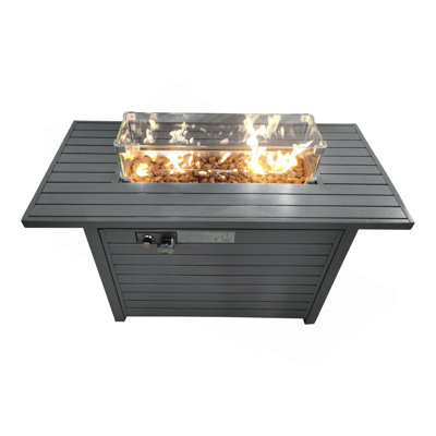 Table de foyer d'extérieur en acier au propane avec couvercle
