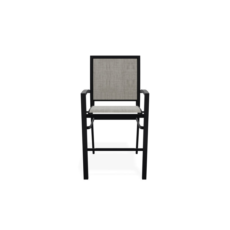 Chaise de café empilable à hauteur de barre Kendall, Noir, Fumée