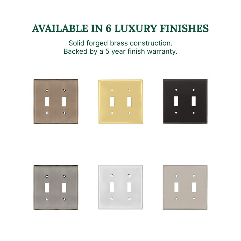 New York 2-Gang Toggle Light Switch Wall Plate, Satin Nickel
