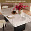Ensemble de table de salle à manger à double piédestal double Velora pour 4 personnes avec chaises rembourrées Bouclé-136501843-136501836