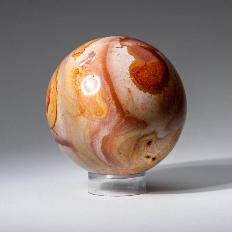 Polished Polychrome Sphere from Madagascar, Brown/Orange, 3" H x 3" W x 3" D