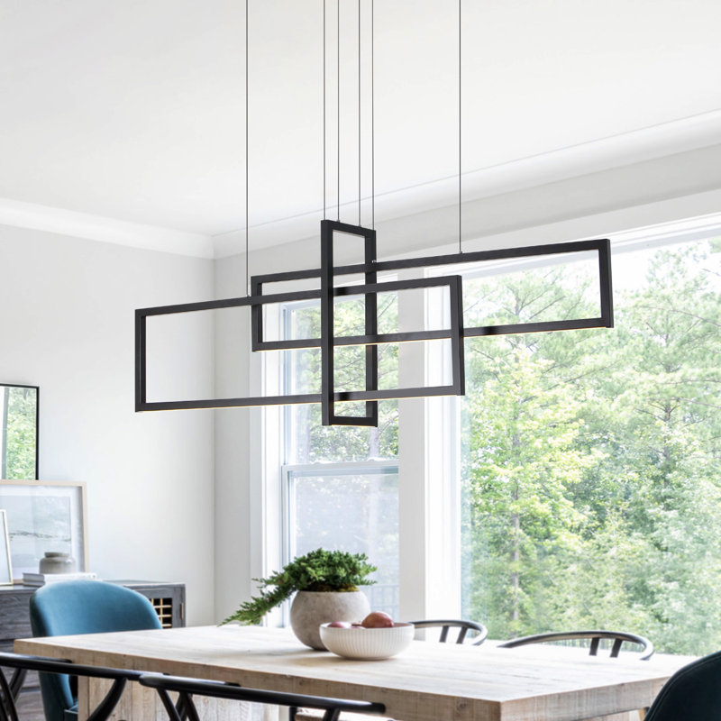 Devontaye 3-Light Square / Rectangle Chandelier Kitchen Island Lighting with Remote Control, 17.7"H x 47.2"W x 7.87"L