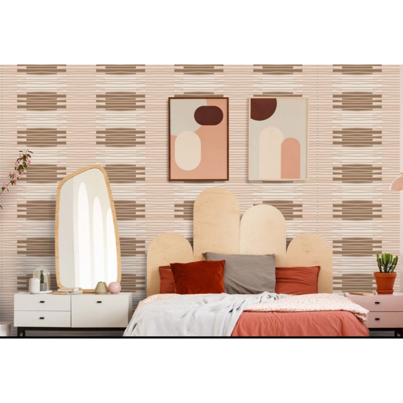Rouleau de papier peint L 10 pi x l 25 po Zaire, Pêche / brun clair, Toile de ramie synthétique, Non-pasted