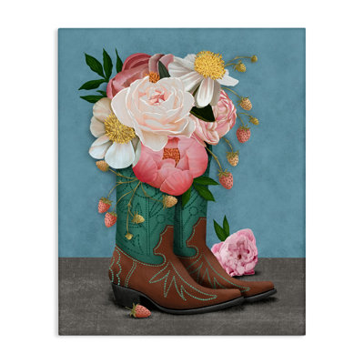 Western Boots & Peonies Canvas, design by Jilly Jack Designs