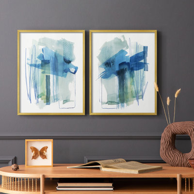 «Abstract Oasis I», reproduction encadrée de qualité supérieure - prête à être accrochée - aucun clou requis - aucun clou requis