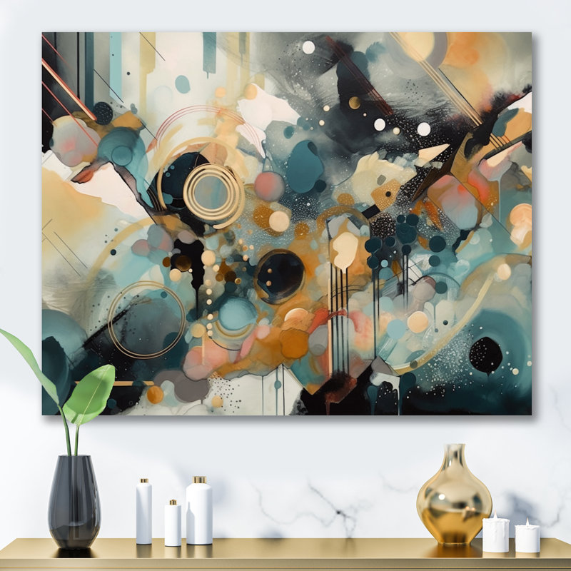 Abstrait moderne contemporain - Art mural abstrait, H 34 po x l 44 po x P 1,5 po, Toile tendue