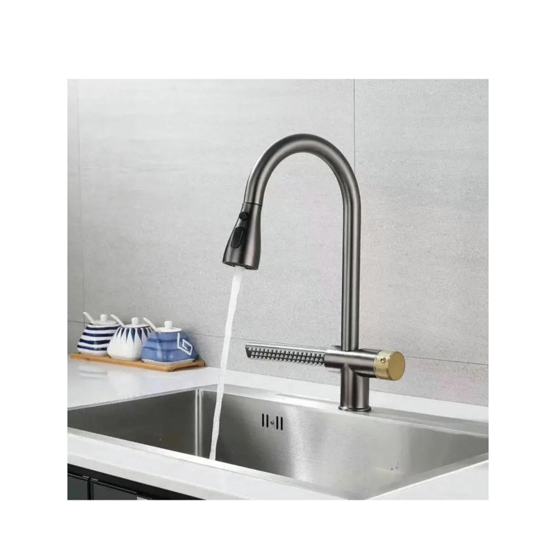 AvaMalis Pull Out Kitchen Faucet, Gunmetal Gray