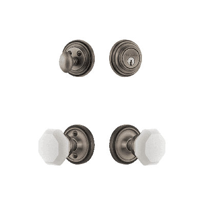 Nostalgic Warehouse Classic Rosette Entry Set with White Waldorf Crystal Knob