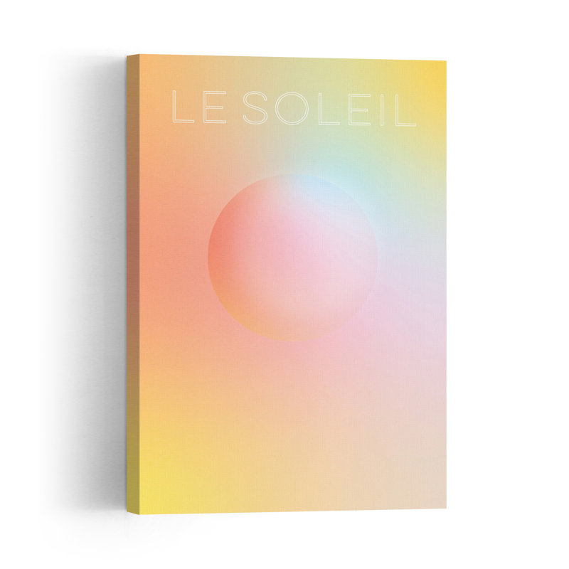 Le Soleil Gradient Orb, une impression d'art mural abstraite, colorée et onirique représentant un paysage naturel.