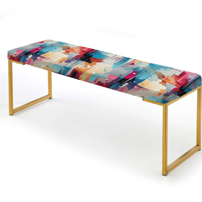 Urban Reflections - Abstract Upholstered Gold Bench