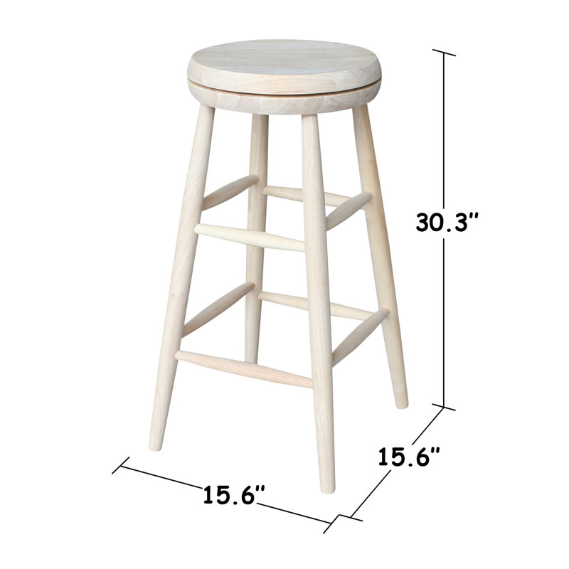  Bailey-Mai Swivel Solid Wood Stool, Bar Stool (30.3" Seat Height)