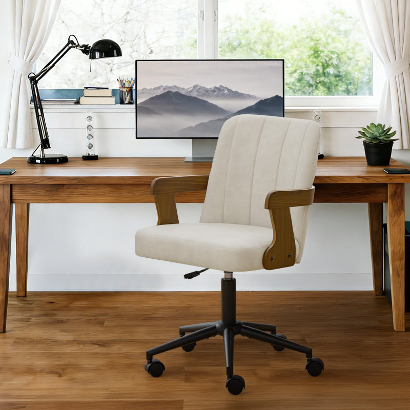 360° Rotating Medieval-Style Modern Office Chair, Beige