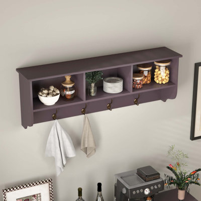 Jacquille Wall Mounted Entryway Coat Rack with 4 Dual Hooks | Wooden Storage Shelf for Entryways & Living Rooms, Space-Saving Design