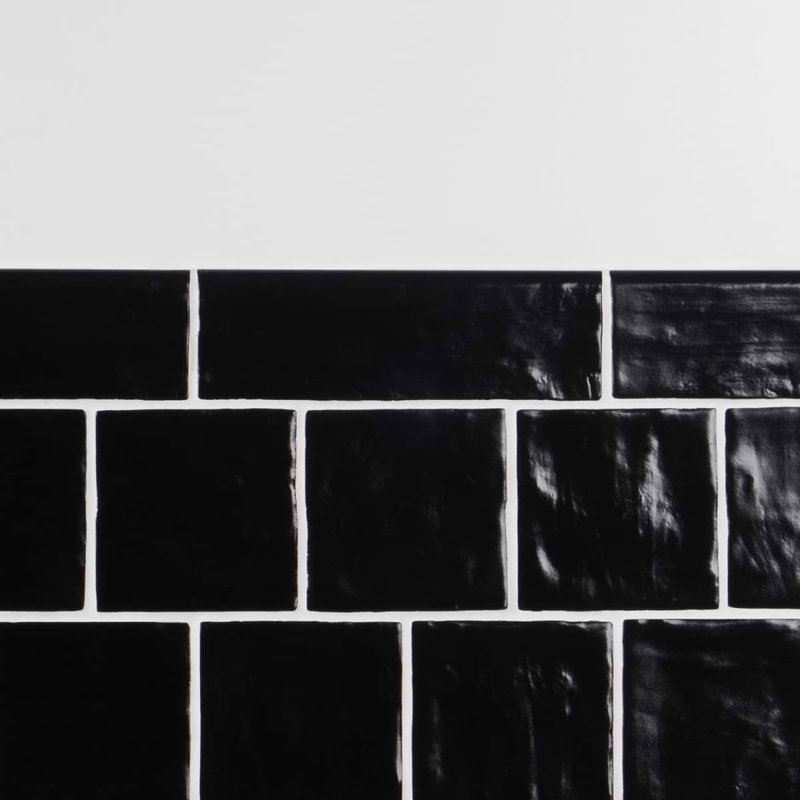 Montauk 2x8 Glazed Ceramic Bullnose Tile Trim, Jet Black