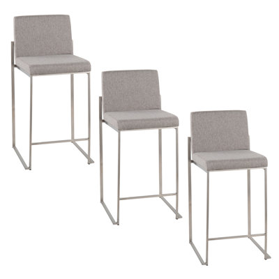 High Back Counter & Bar Stool in Steel and Fabric by Everly Quinn