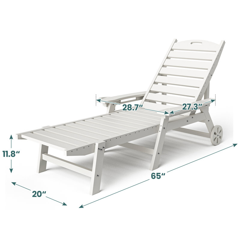 Méridienne de jardin inclinable en plastique PEHD Davonia, Blanc
