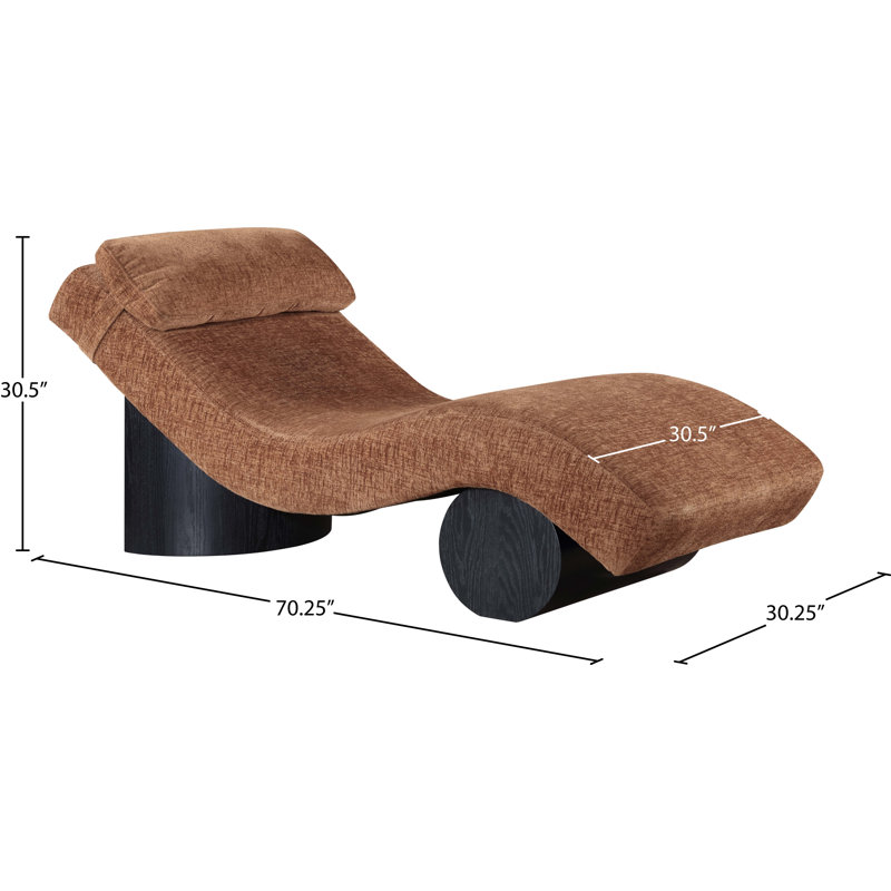 Méridienne Marcella, Tissu de polyester cognac, Noir, noir, noir, noir