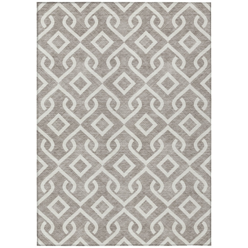 Tapis intérieur lavable à motif géométrique 9 pi x 12 pi ivoire
