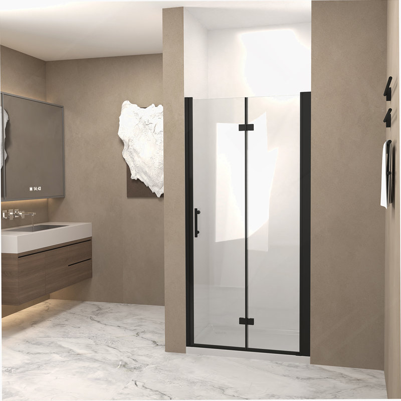 Shower Door, Tempered Glass Shower Door With Aluminum Frame, Matte Black
