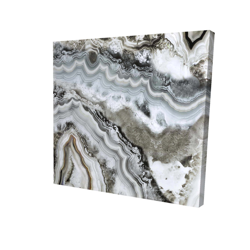White Abstract Geode Canvas - Home Decor Wall Art