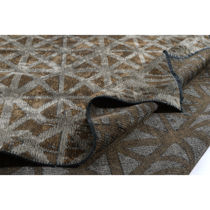 Rapture Brown/Greige Geometric Luxury Area Rug, Rectangle 7'10" x 9'10"