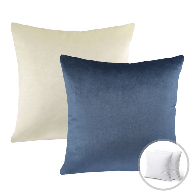 Reversible Throw Pillow, 18"H x 18"W, Dark Blue/Off White