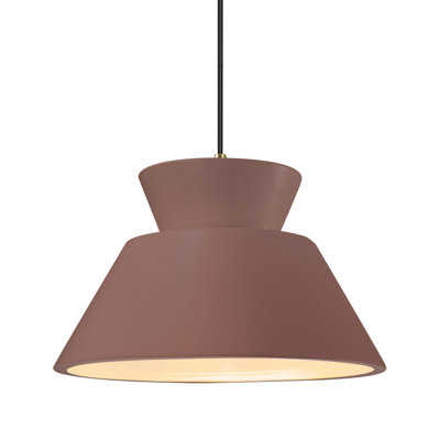 Radiance - Trapezoid 1-Light Pendant - Canyon Clay - Antique Brass - 14"W x 8.5"H - Replaceable Bulb