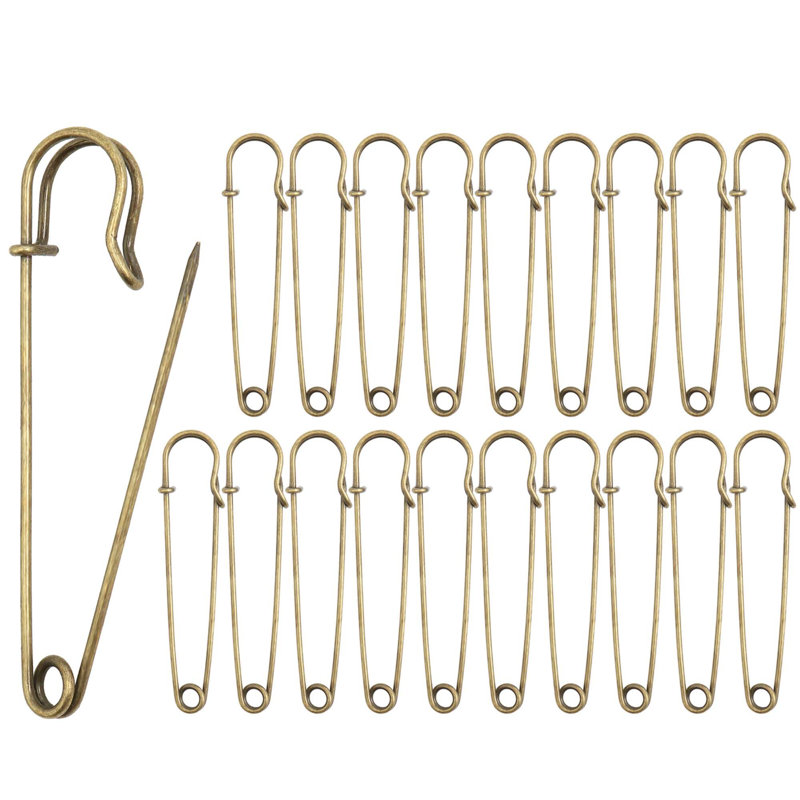 Ensemble de 20 épingles à linge de sécurité de 3 po, Argent argent