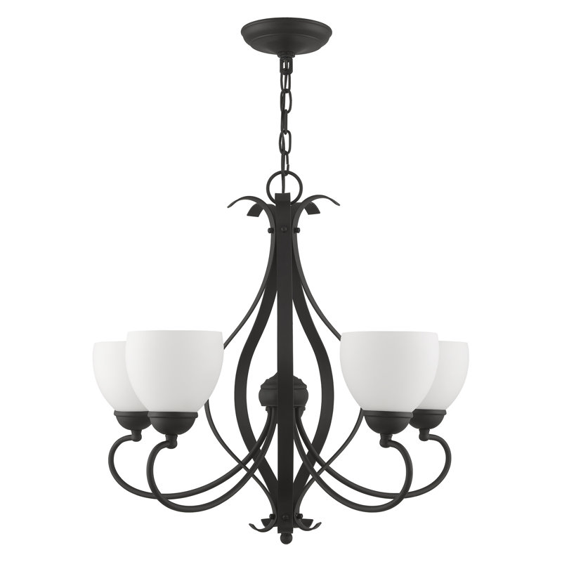Terlton 5 - Light Dimmable Classic / Traditional Chandelier, Black, Opal