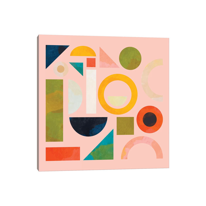 «Geometric Play Modern Art» par Ana Rut Bré - impression d'art graphique, H 37 po x l 37 po x P 1,5 po, Toile tendue