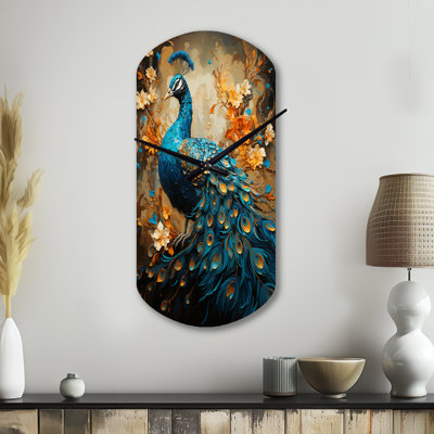 Bleu sarcelle émeraude paon gouttes - paon horloge asymétrique en métal, horloge murale moderne