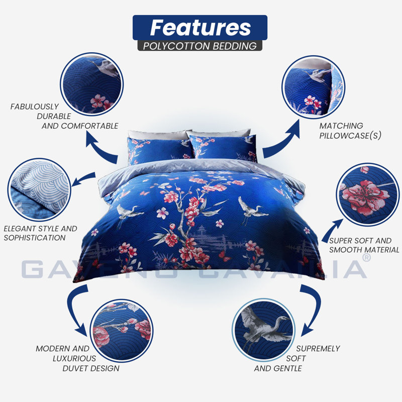Soft Polycotton Duvet Cover Set with Matching Pillowcase(s), Fade-Resistant, Easy-Care Design and Suitable for All Bedding