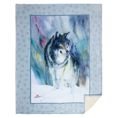 Carstens, Inc. Dean Crouser Plush Sherpa Fleece Oversized Throw Blanket 54" x 68", Alpha Wolf