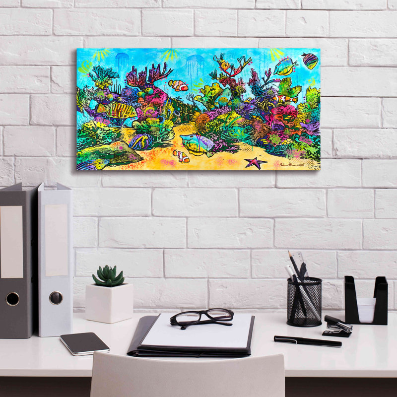 «Underwater Magic» par Dean Russo - peinture sur toile tendue, H 12 po x l 24 po x P 0,75 po