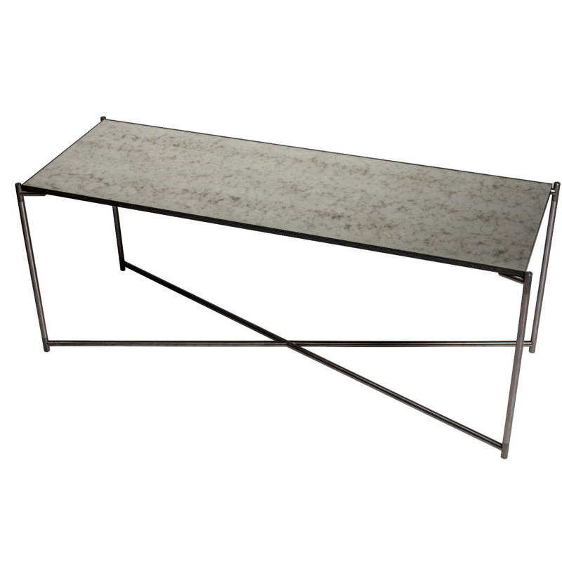 Bedell Glass Top Console Table, 49.7cm H x 123.3cm W x 42.5cm D, Metal