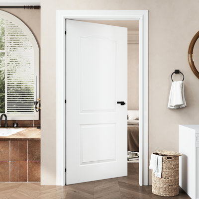 36" x 80" 2-Panel Molded Slab Doors Interior, as Prehung Door or Barn Door or Pocket Door or French Door or Sliding Door Slab for Pantry, Laundry, Bedroom, Paintable & Waterproof, Door Panel w/o Borehole or Hinges