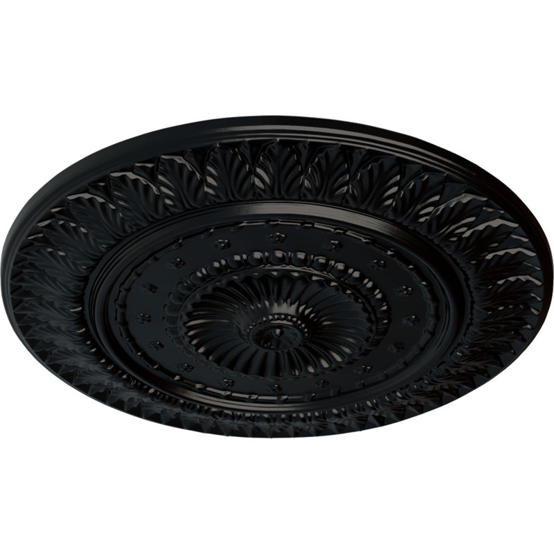 Médaillon de plafond Endurathane Christopher, DE 26 5/8 po x P 2 1/4 po, fini noir de jais peint à la main, Noir de jais