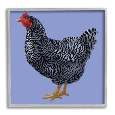 Oiseau souriant rayé «Farm Chicken Over Mauve» par Sally Springer Griffith - impression