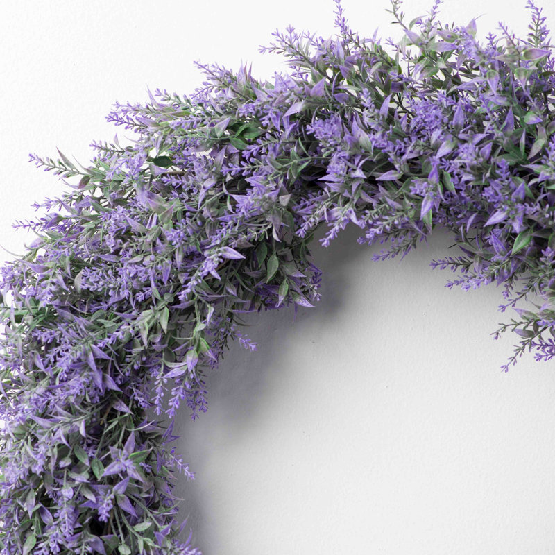 Couronne en fausse soie lavande, H 20 po x l 20 po x P 4 po