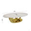 Table basse en marbre avec base sculpturale en acier inoxydable-1800991607