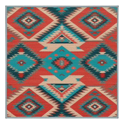 Washable Zuni Diamonds Southwestern Area Rug