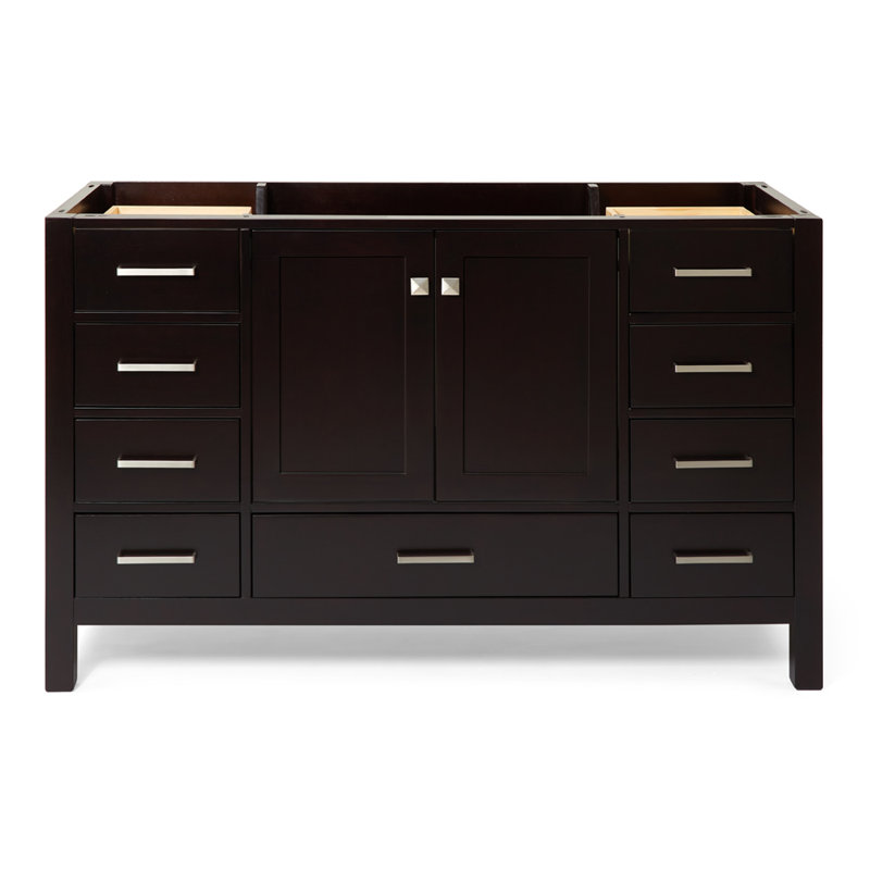Cambridge 54'' W Single Bathroom Vanity Base, Brushed Nickel, Espresso