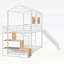 Lit simple superposé en métal avec glissade, escalier de rangement et maisonnette pour chambre d'enfant-993551464