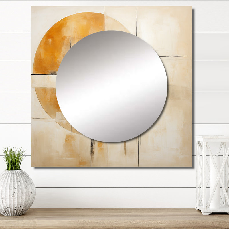 A Sense Of Timelessness Watercolor Yellow Black I - Miroir carré abstrait pour décoration murale, 23 po x 23 po
