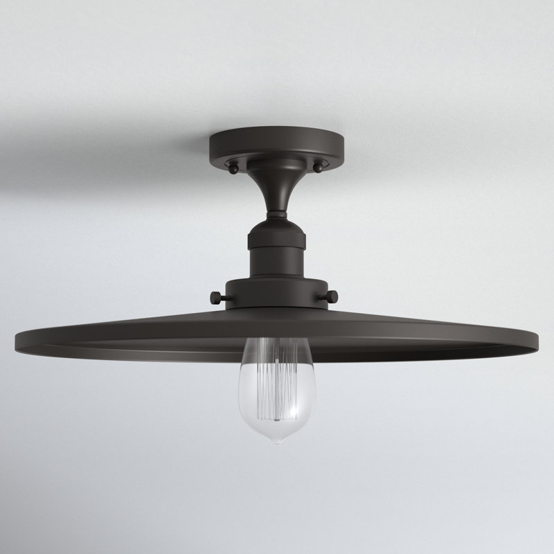 Rouvin Single Light Metal Semi Flush Mount, Matte Black, Matte Black