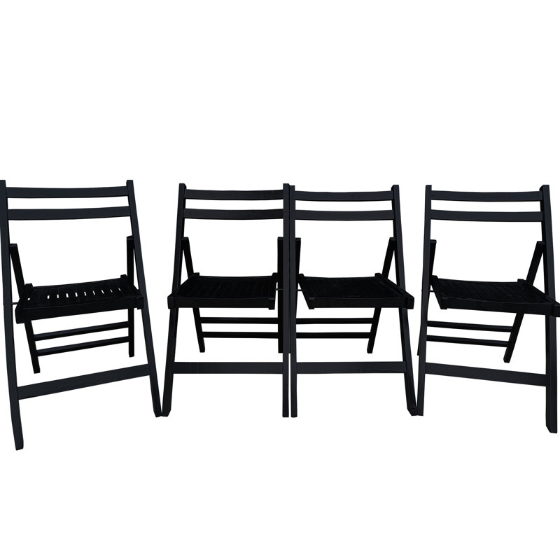 Chaises pliantes en bois massif - de 4, noir, siège à lattes confortable, convenant à diverses utilisations, pliable, chaise de 4 lb en bois avec restrictions de poids noires 4, confort d'assise, idéal pour la maison et les événements spéciaux,
