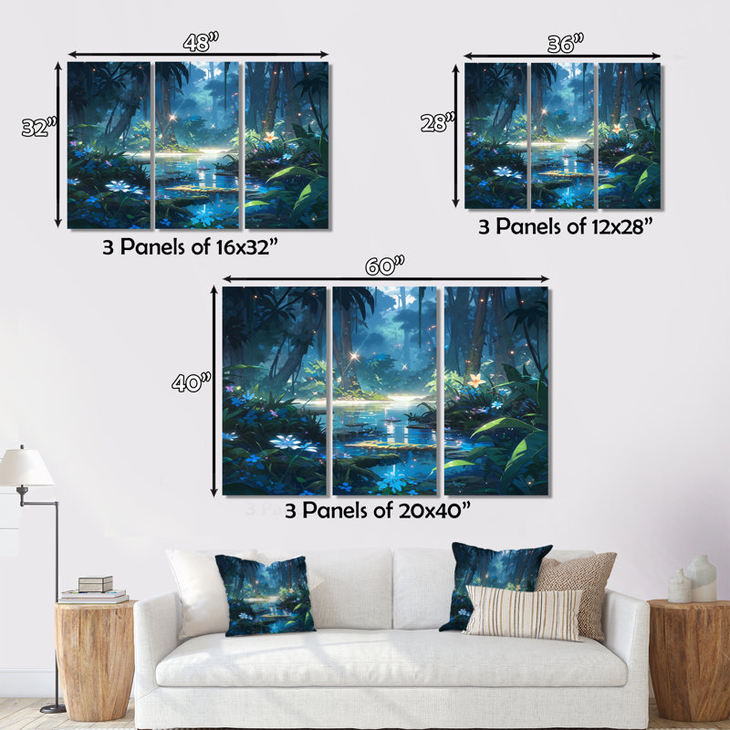 Wild Jungle - Forest Canvas Prints Set, 28" H x 36" W x 1" D