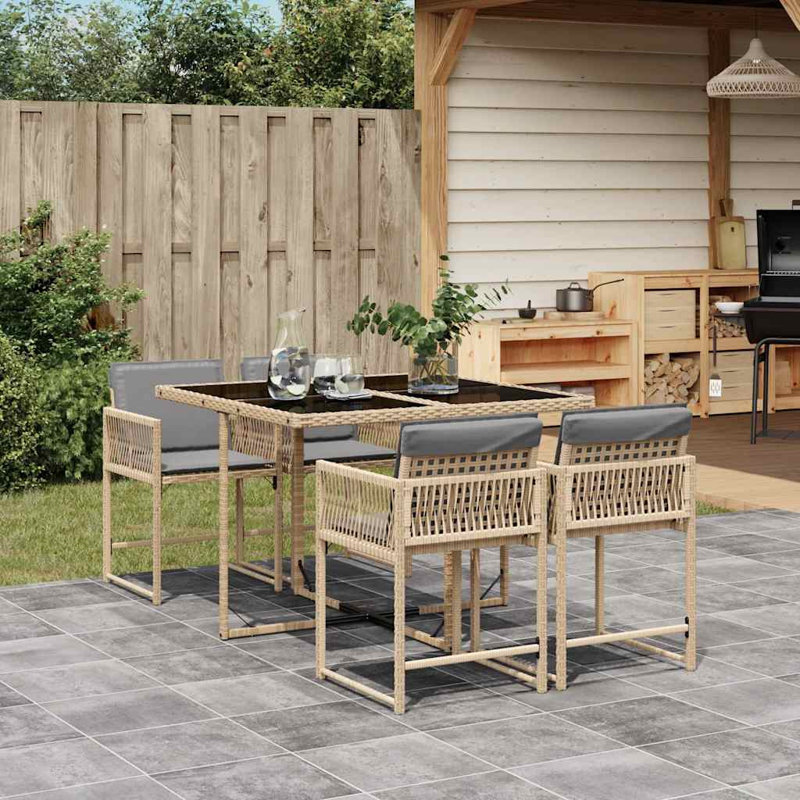 Patio Dining Set with, Light Grey, Beige
