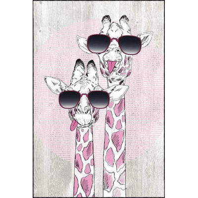 Powder Pink Themed Sunglasses Giraffe Patterned Creative Modern Decorative Carpet